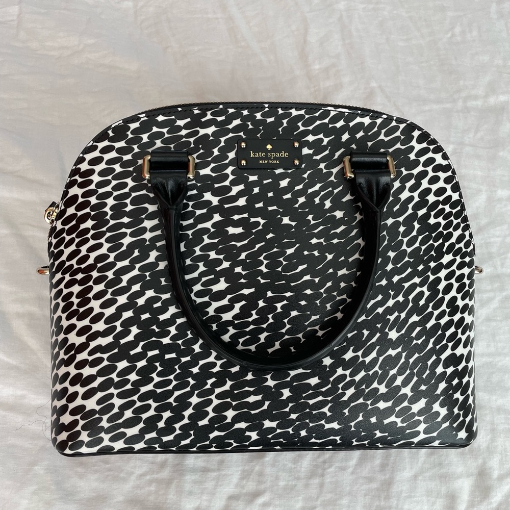 Kate Spade Grove Street Petals Texture Carli Black/Multi Leather Satchel NWT